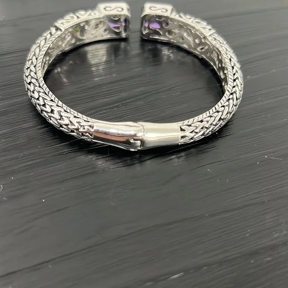 Silver tone Hinged Purple stone Bracelet - Picture 4 of 4